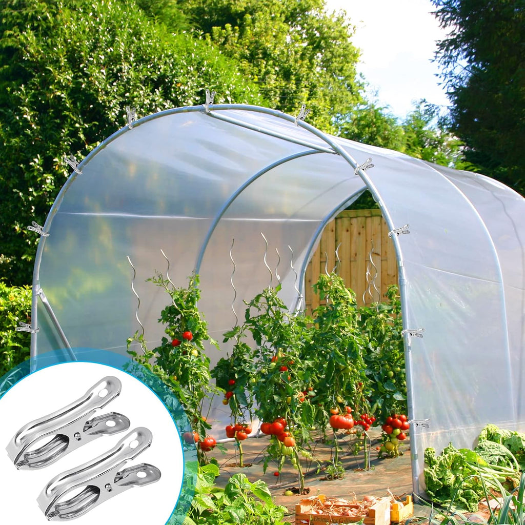 200PCS 2 Inch Garden Clips Heavy Duty Greenhouse Clips Stainless Steel Greenhouse Clamps for Netting with Strong Grip