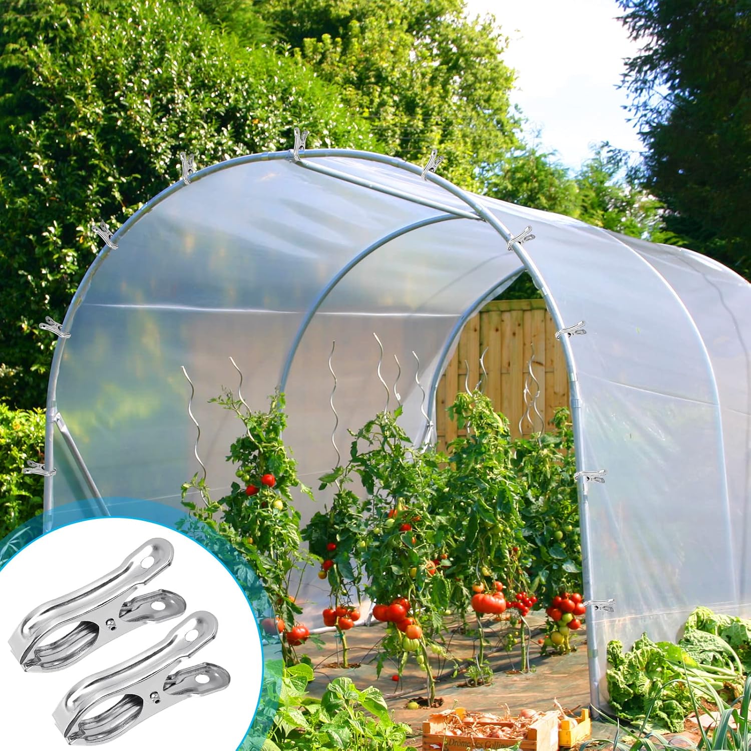200PCS 2 Inch Garden Clips Heavy Duty Greenhouse Clips Stainless Steel Greenhouse Clamps for Netting with Strong Grip
