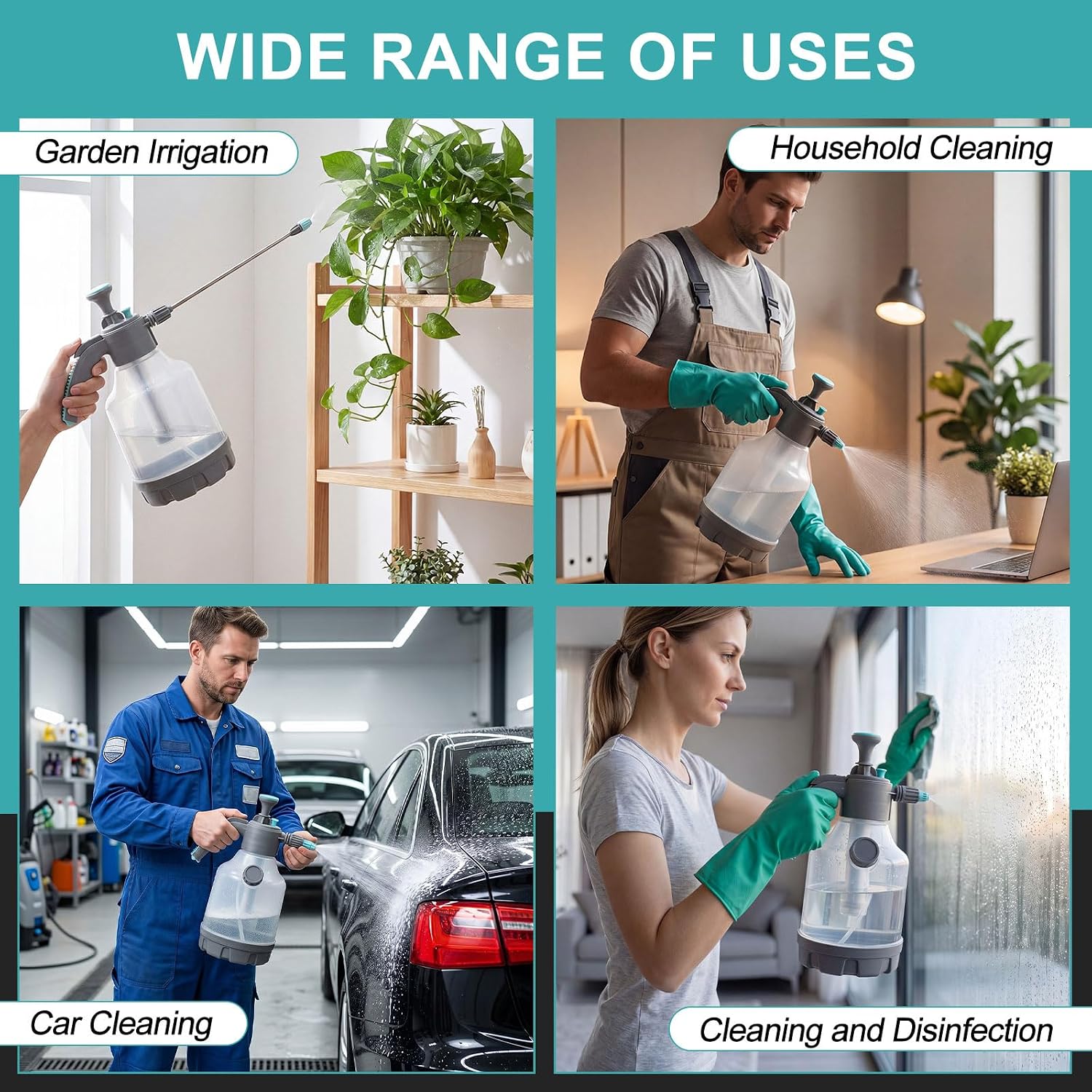 2 Set 0.8 Gallon Pump Sprayer Handheld Plant Water Spray Bottles 3l Garden Adjustable Clear Pump Sprayers with Nozzle
