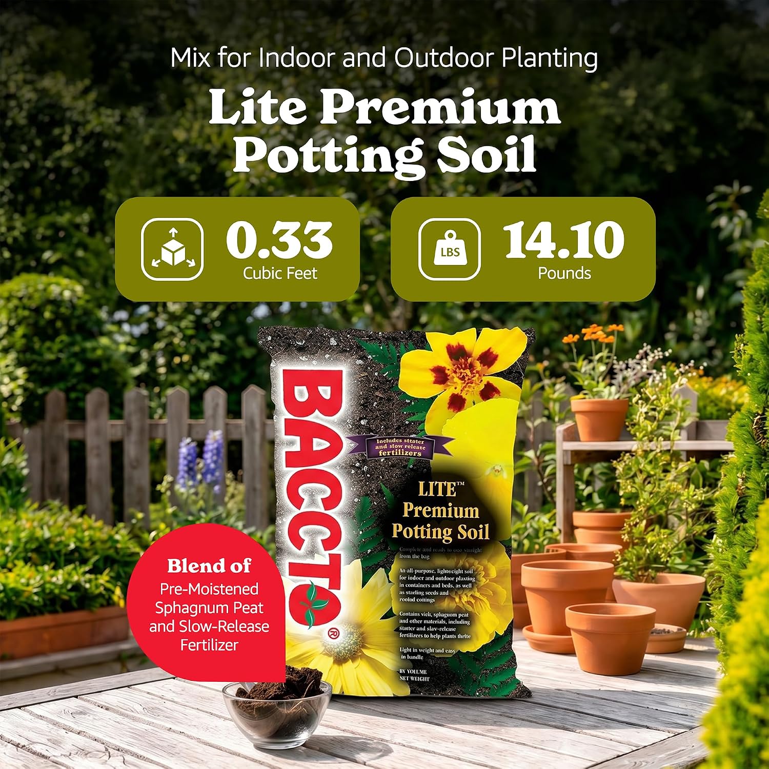 Michigan Peat 1420 Baccto Lite Premium Potting Soil for Indoor Outdoor Gardening, Seed Starting, Propagation, and More