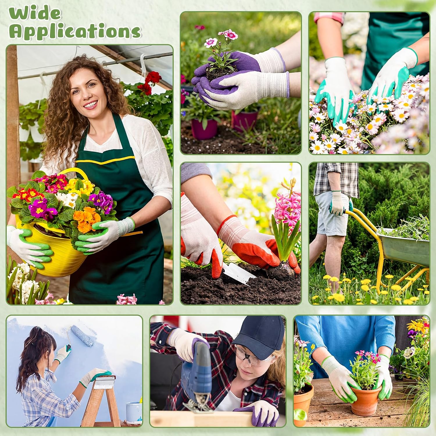 Cutecrop 24 Pairs Gardening Gloves Bulk for Women Breathable Rubber Coated Yard Garden Gloves Ladies Outdoor Protective