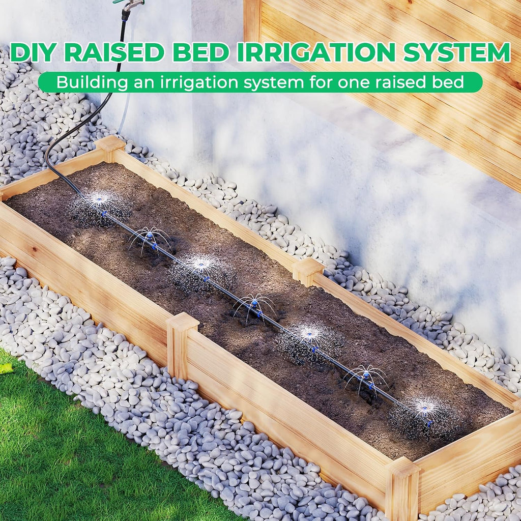 HIRALIY Raised Bed Drip Irrigation Kit, Medium | For Flower Bed up to 3 x 8FT, Garden Irrigation System