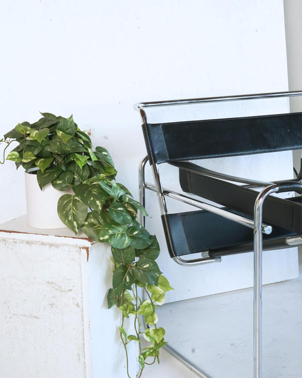 Retrograde 32" Fake Plant, Silk Faux Pothos Ivy Plant (Variegated) | Removable Pot Included, Realistic Silk Fake Plants