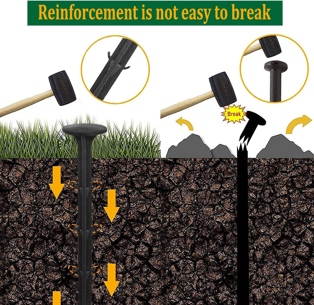 160 Pack Plastic Garden Lawn Stakes 6 inch Heavy Duty Landscape Anchors Spikes Rustproof Nail for Ground Lawn Edging