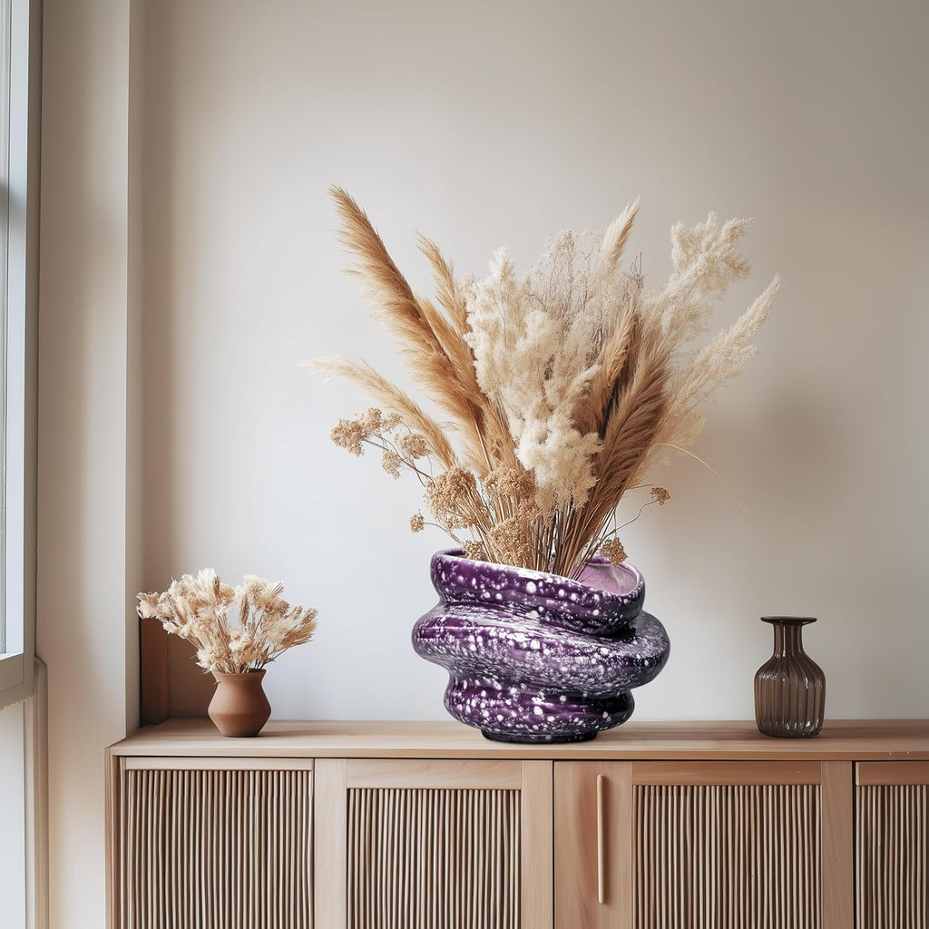 Ceramic Pots for Plants - 10.6 Inch Ceramic Plant Pots Indoor with Drainage Hole, Unique Planters for Indoor Outdoor