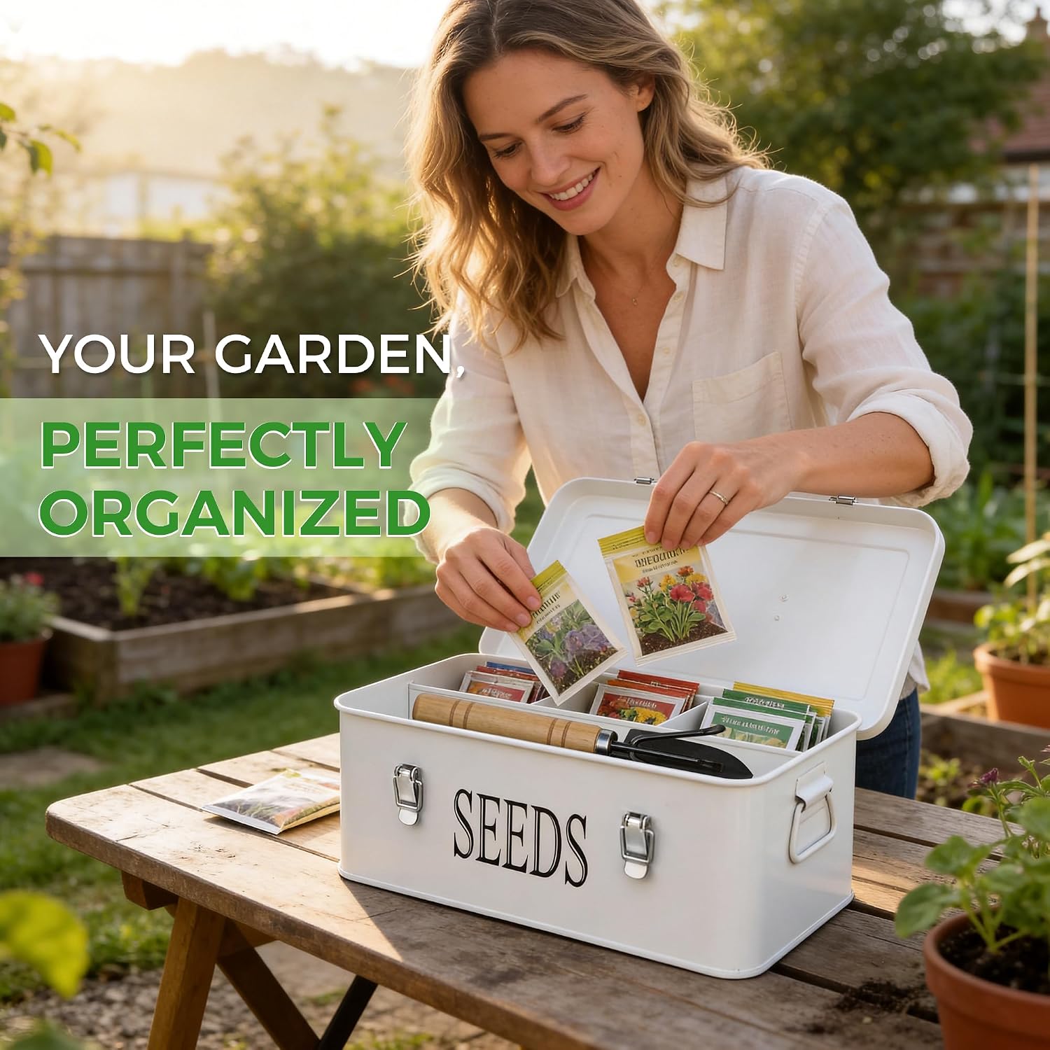 Premium Seed Organizer Box with Internal Compartments and Divider Tabs. (Black)