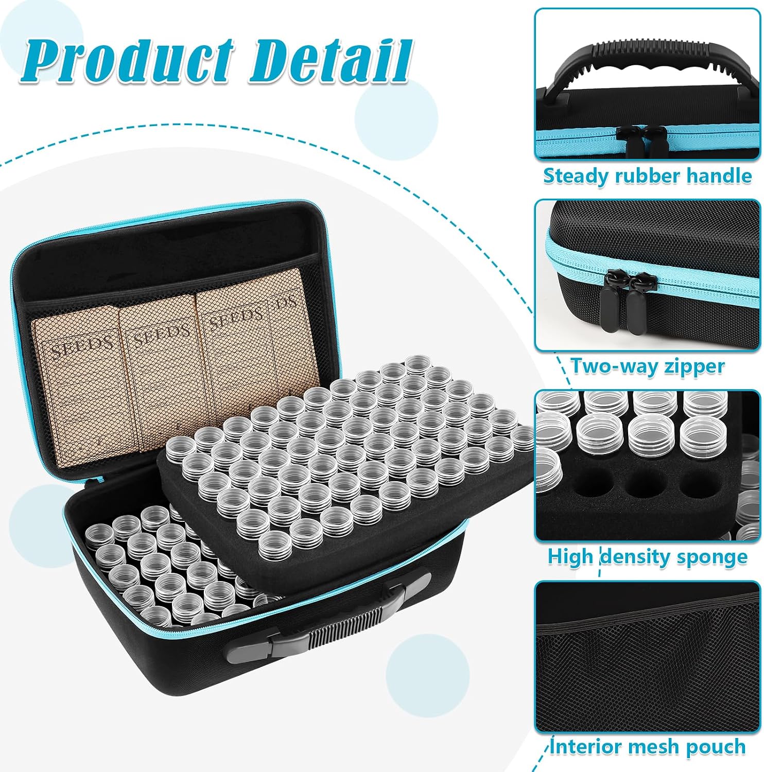120 Slots Seed Storage Organizer with 20 Seed Envelopes | Sturdy Seed Organizer Storage Box with Zipper Bag Label