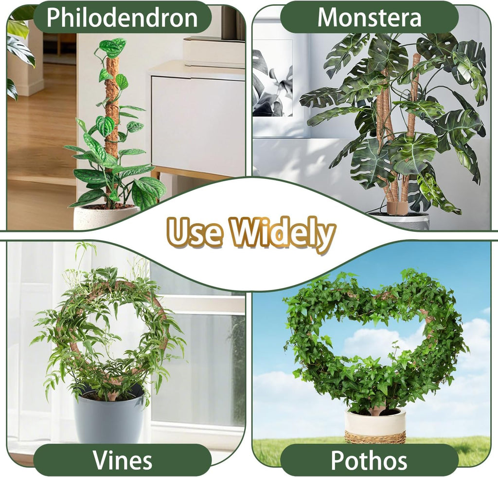 3 Moss Poles in 1, 30IN Tall Bendable Monstera Plant Support-2 Pack | 3 Integrated Coir Pole for Indoor Plants, Moss