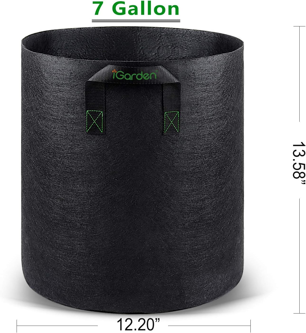 iGarden Grow Bags Tall, 7 Gallon Grow Pots 6 Pack with Handles | Heavy Duty 280G Thickened Nonwoven Fabric Plant Bag