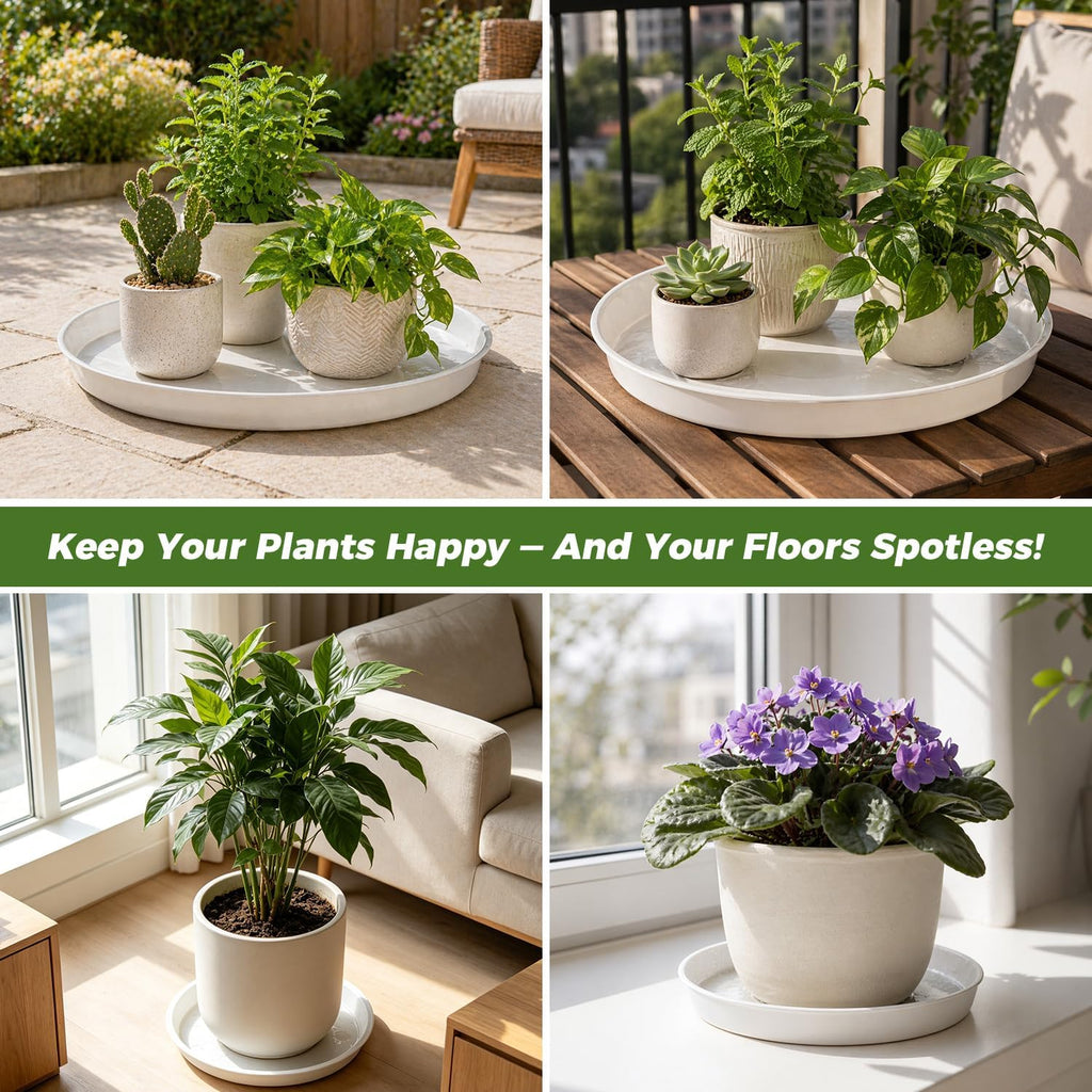 10 Packs 16 Inch Plastic Plant Saucers for Indoor Outdoor, Plant Water Catcher Tray for Pots, Bulk Flower Pot Saucers