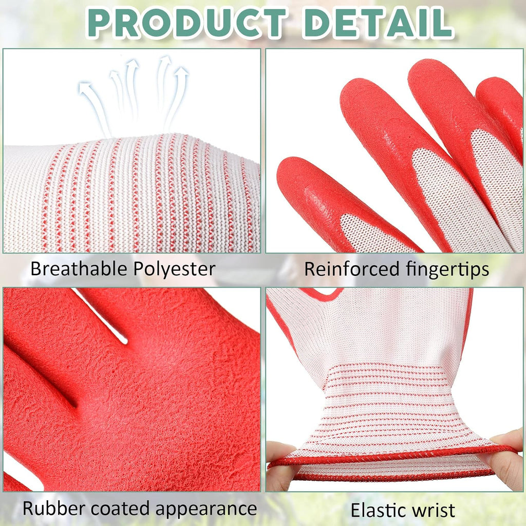Potchen 20 Pairs Garden Gloves for Women, Ladies' Gardening Gloves Bulk | Breathable, Rubber Coated, Protective Work