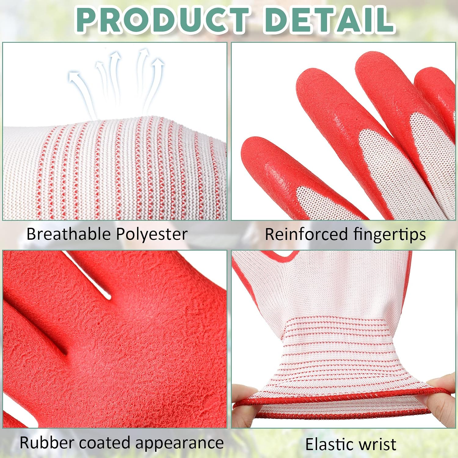 Potchen 20 Pairs Garden Gloves for Women, Ladies' Gardening Gloves Bulk | Breathable, Rubber Coated, Protective Work