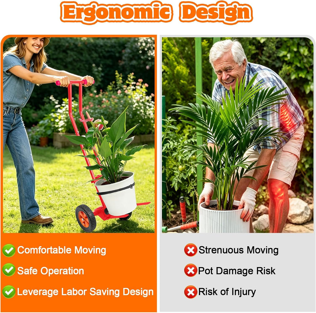 Plant Caddy with Wheels, Heavy Duty Plant Dolly Caddy Cart, 175LBS Plant Mover Cart with Adjustable Grabbing Arm