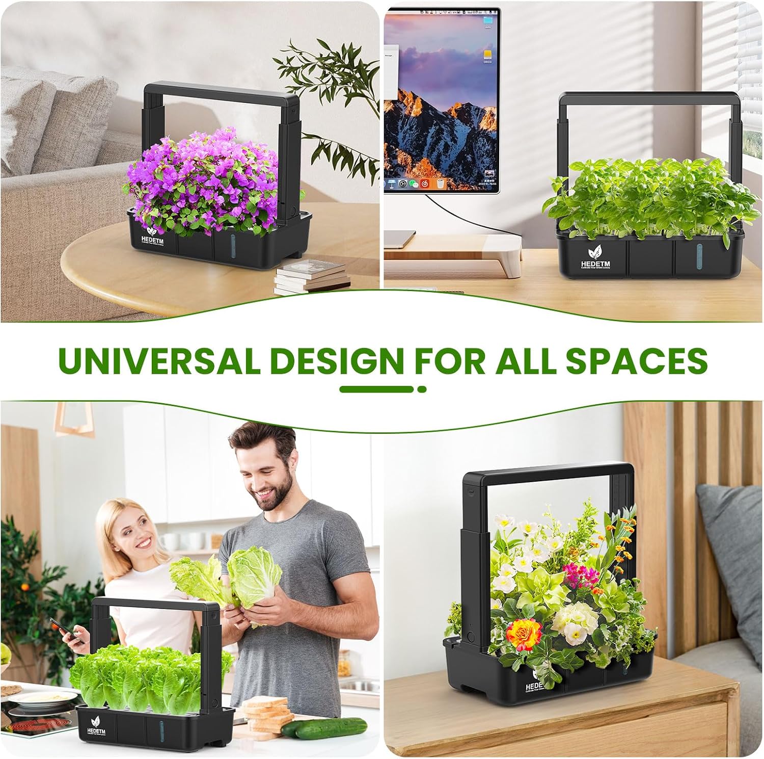 15 Pods Hydroponics Growing System Indoor Garden with LED Grow Light | Countertop plant germination kit, hydrophonic
