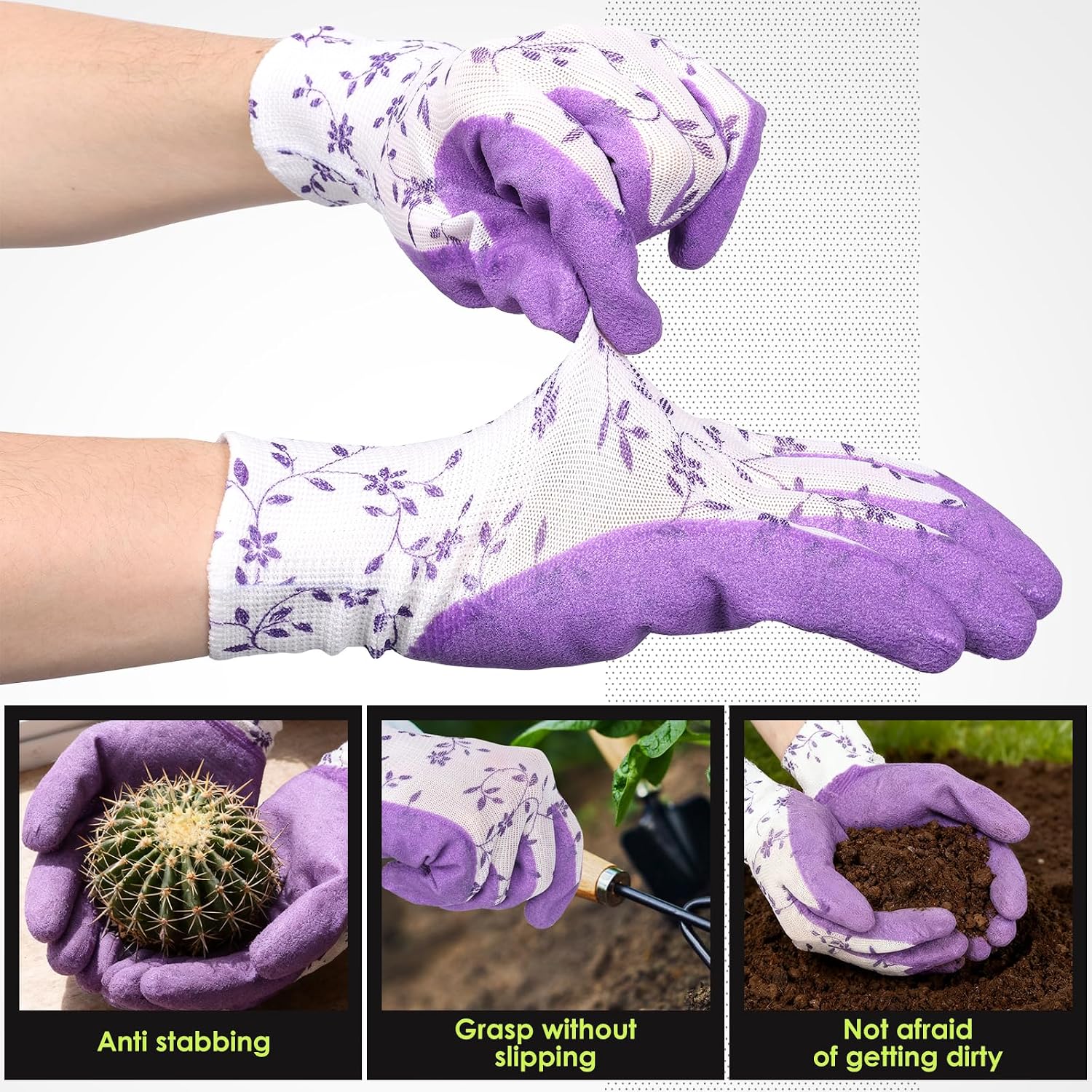 24 Pairs Gardening Gloves Bulk for Women,Thorn Proof Heavy Duty Garden Gloves, Breathable Nylon Latex Coated Yard