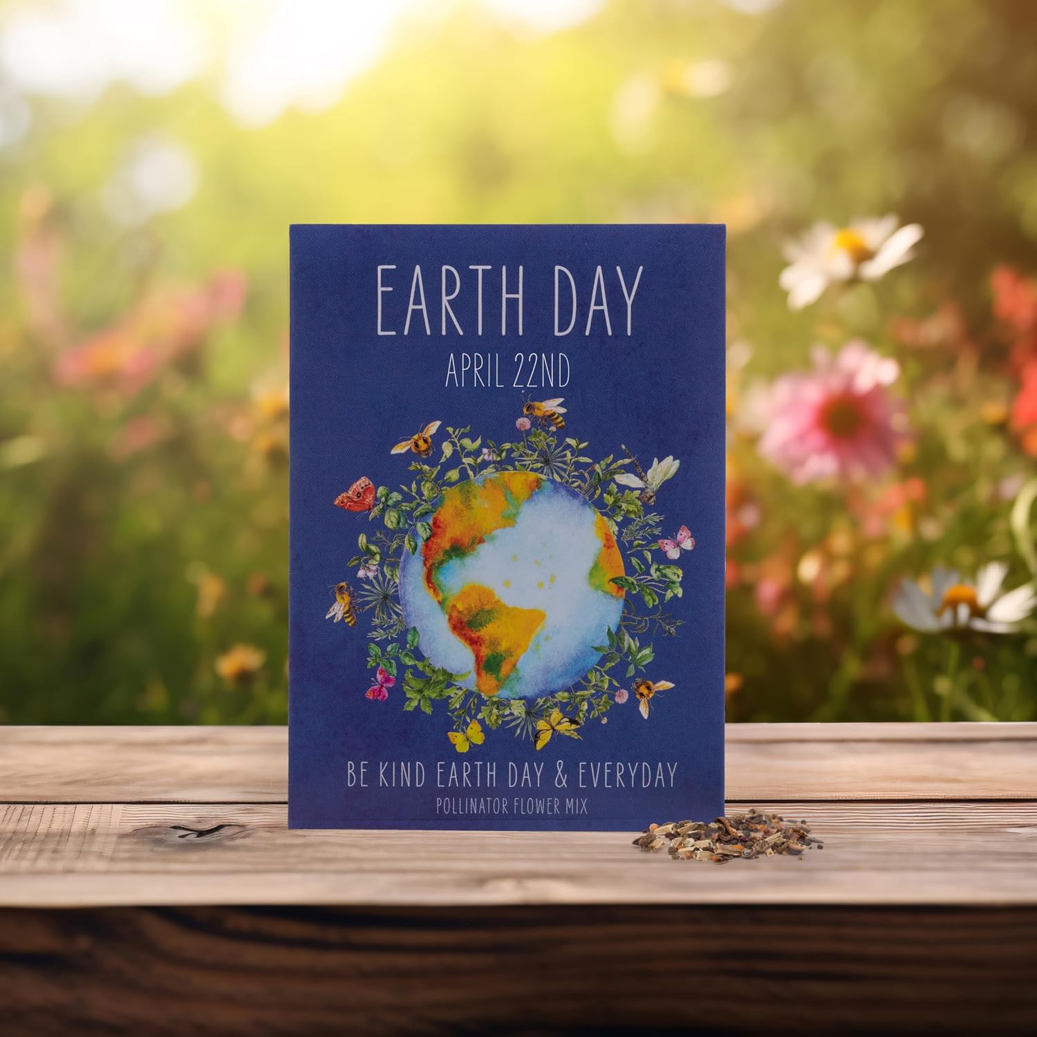 Earth Day Planet Pollinator Flowers | Illustrated Bee Butterfly Flower Seed Packets | Environmental Favors for Events