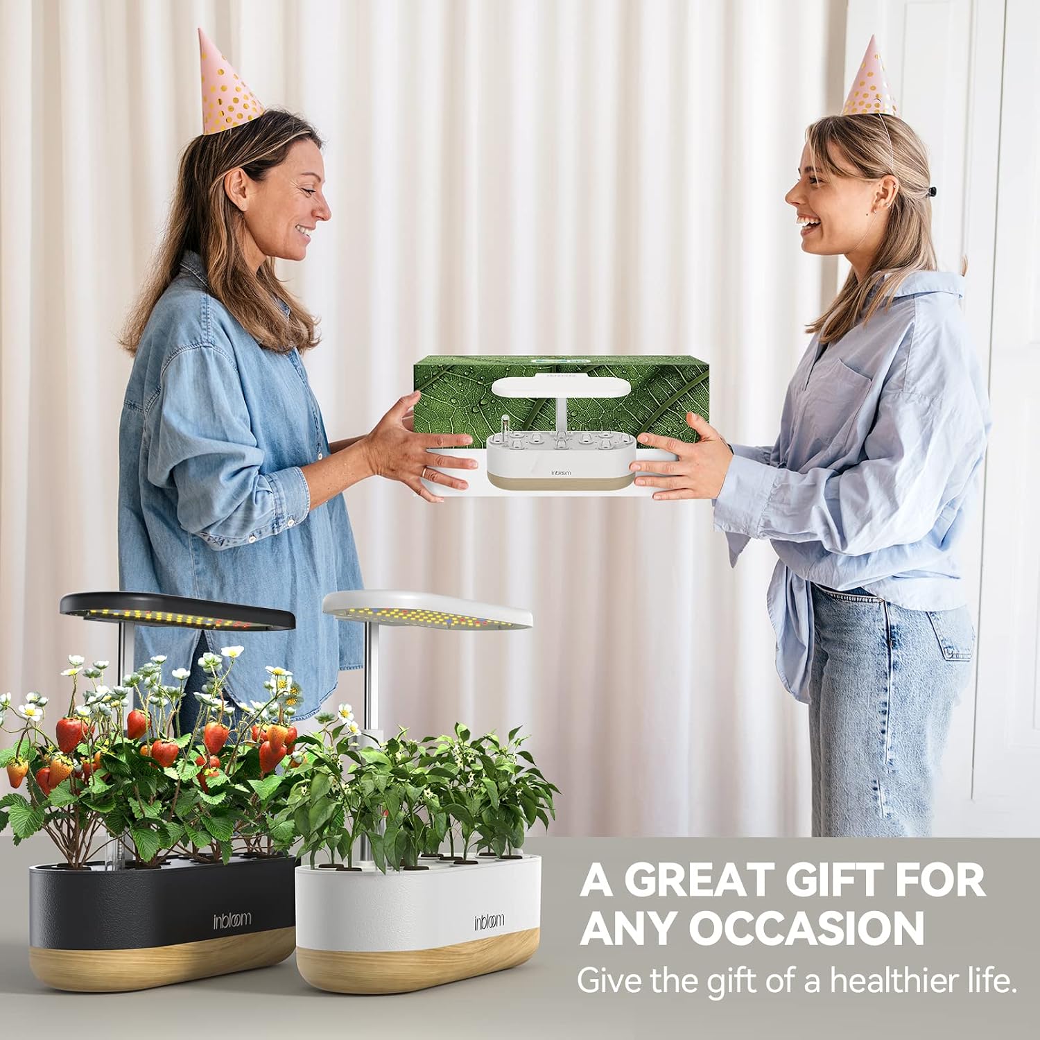 inbloom Hydroponics Growing System 12 Pods, Indoor Herb Garden with LEDs Full-Spectrum Plant Grow Light, Water Shortage