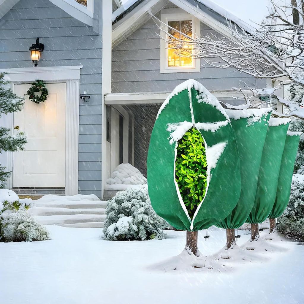 5Pcs Plant Frost Protection Covers 31.5x47.2 Inches – Reusable Breathable Freeze Blankets with Drawstring, Waterproof