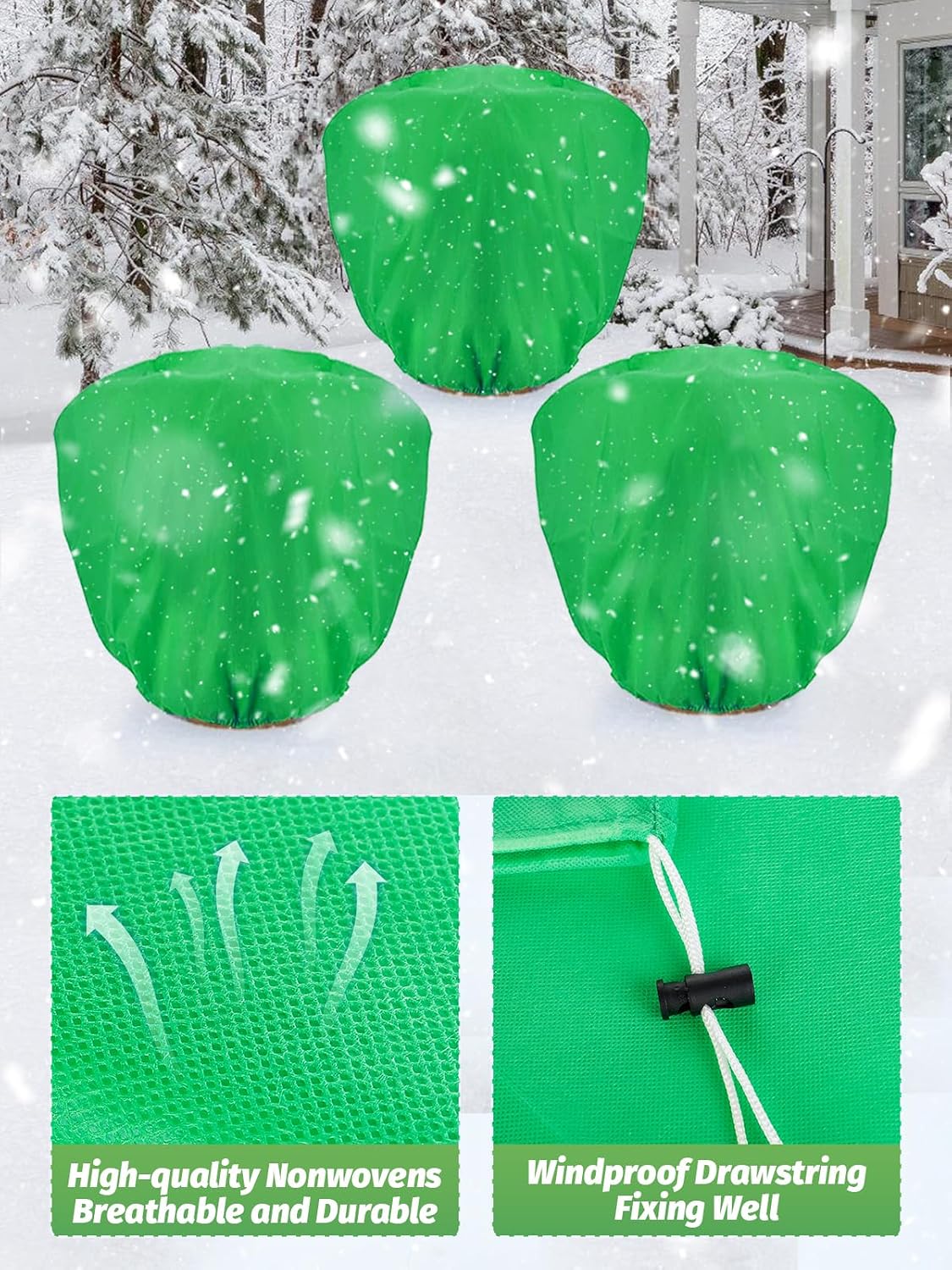 ANPHSIN 6 Pcs 39.3in x 39.3in Plant Covers Freeze Protection - Winter Shrub Plant Protection Bags, Frost Blankets