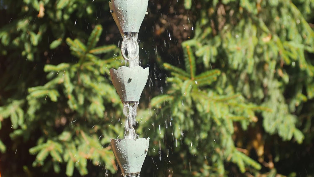 Good Directions 463V1-8 Tulip Rain Chain 8-1/2 Feet Long, 13 Extra Large Cups, 100% Blue Verde Pure Copper