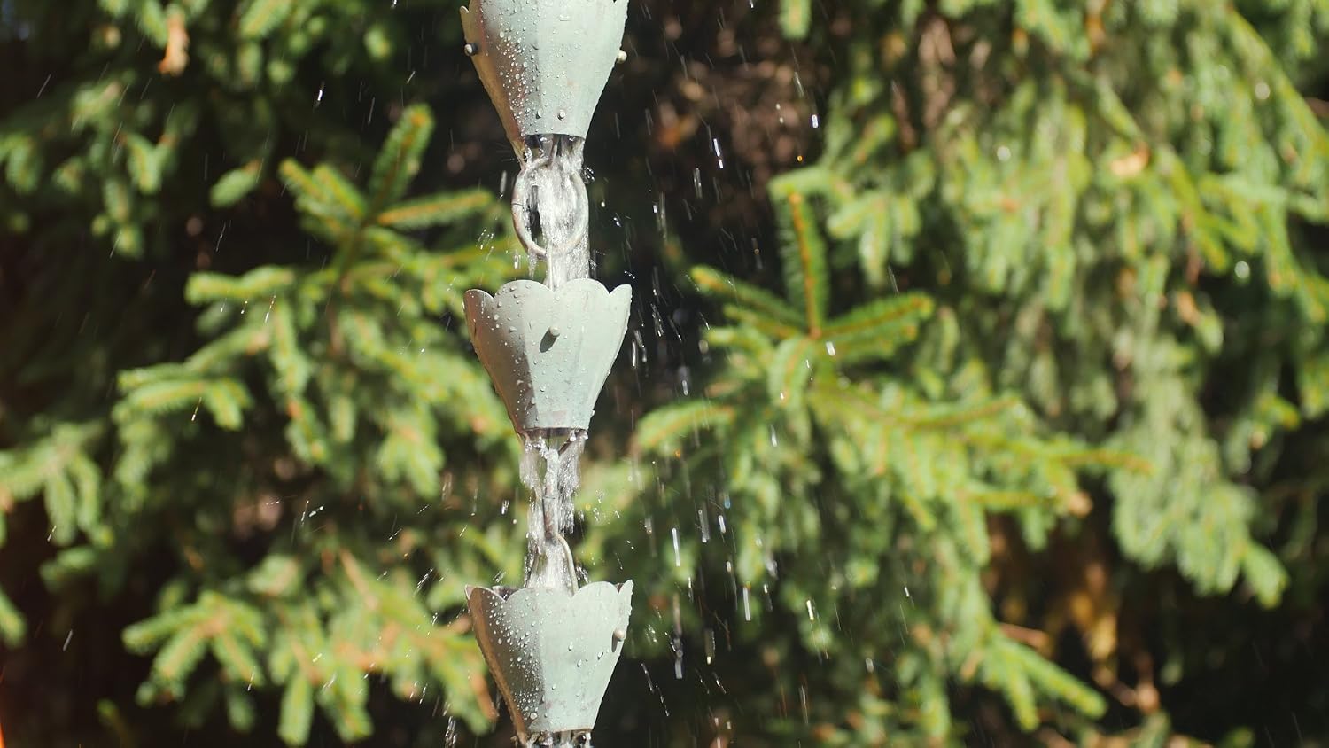 Good Directions 463V1-8 Tulip Rain Chain 8-1/2 Feet Long, 13 Extra Large Cups, 100% Blue Verde Pure Copper