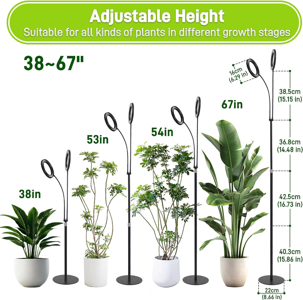 Grow Lights for Indoor Plants,Double Head Full Spectrum LED Plant Light with Stand,6 Dimmable Levels & 3 Lighting