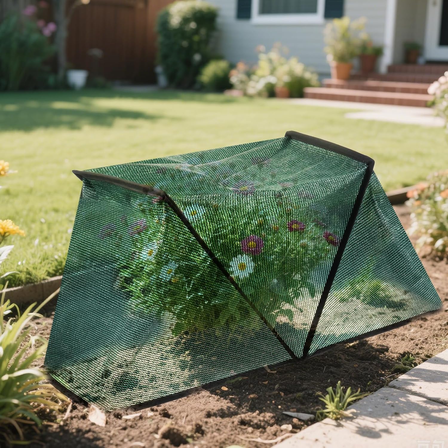 CIEOVO 32.5" x 13" x 15.7" Garden Plant Shade Tent, Foldable Raised Garden Beds Plant Protector Sun Shade Cloth with