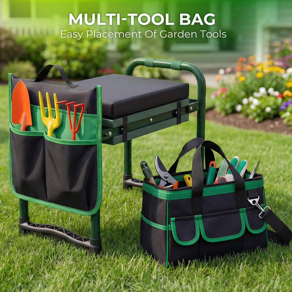 Walensee Garden Kneeler and Seat, with Wider Soft Kneeling Pad & Tool Pouch | Heavy Duty collapsible Garden Tools