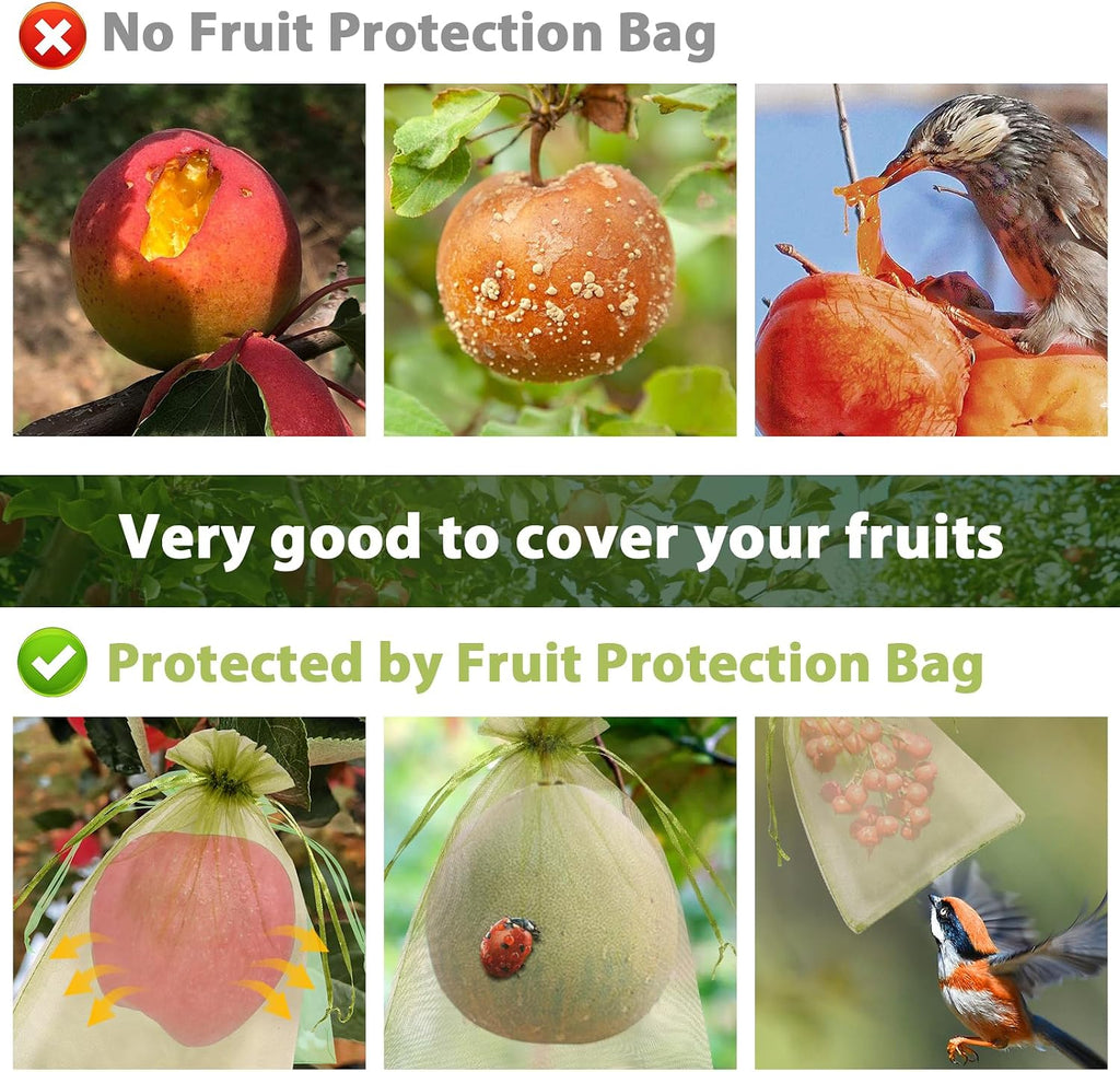 200Pcs Fruit Protection Bags, Fine Mesh Garden Netting Bags with Drawstring | Reusable Organza Fruit Tree Netting Cover