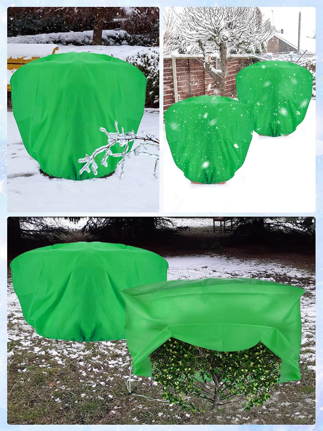ANPHSIN 6 Pcs 39.3in x 39.3in Plant Covers Freeze Protection - Winter Shrub Plant Protection Bags, Frost Blankets