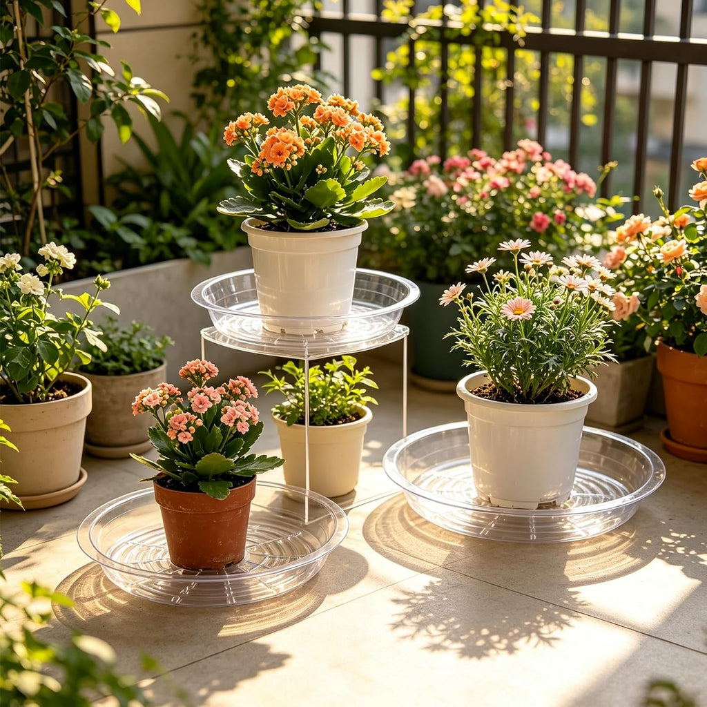 TITE 5 Pack Clear Plant Saucer Heavy Duty Sturdy Drip Trays for Indoor and Outdoor Plants