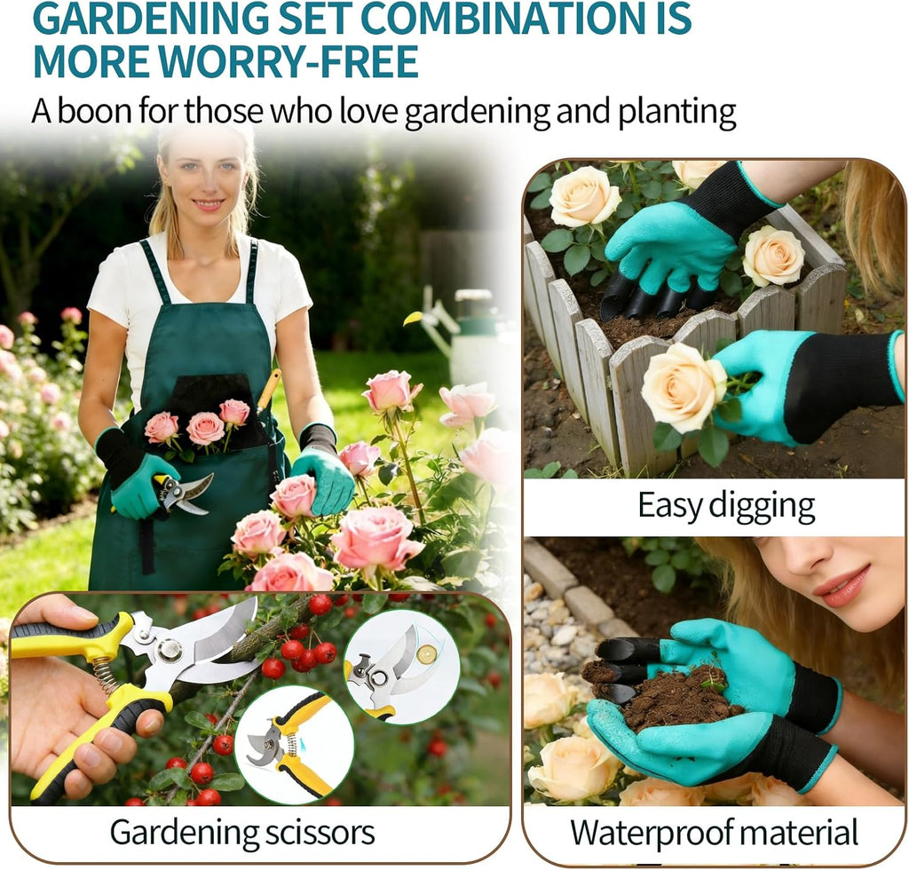 Gardening Apron with Pockets - 600D Waterproof Cross Back Apron for Women, Equipped with Pruning Shears & Gardening