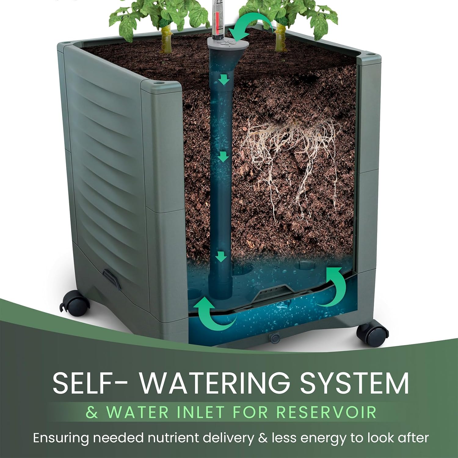 Tomato Planter Pot Tomato Box Raised Garden Bed 56.5" Tall Self-Watering and Water Indicator Planter for Tomato Outdoor
