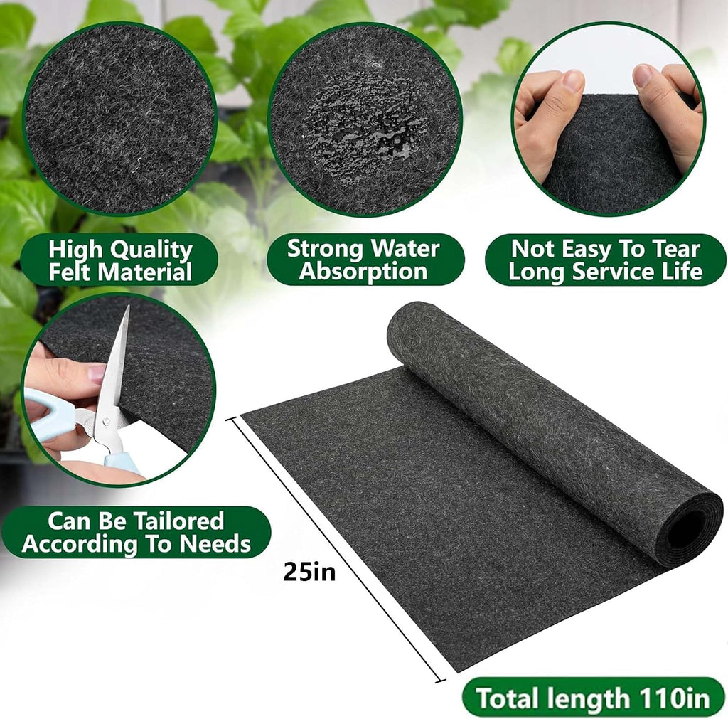 Adnee 2 Pcs 110 x 25Inch Automatic Plant Watering Mat, 3mm Thick Self Watering Capillary Mat, Felt Plant Water Wicking