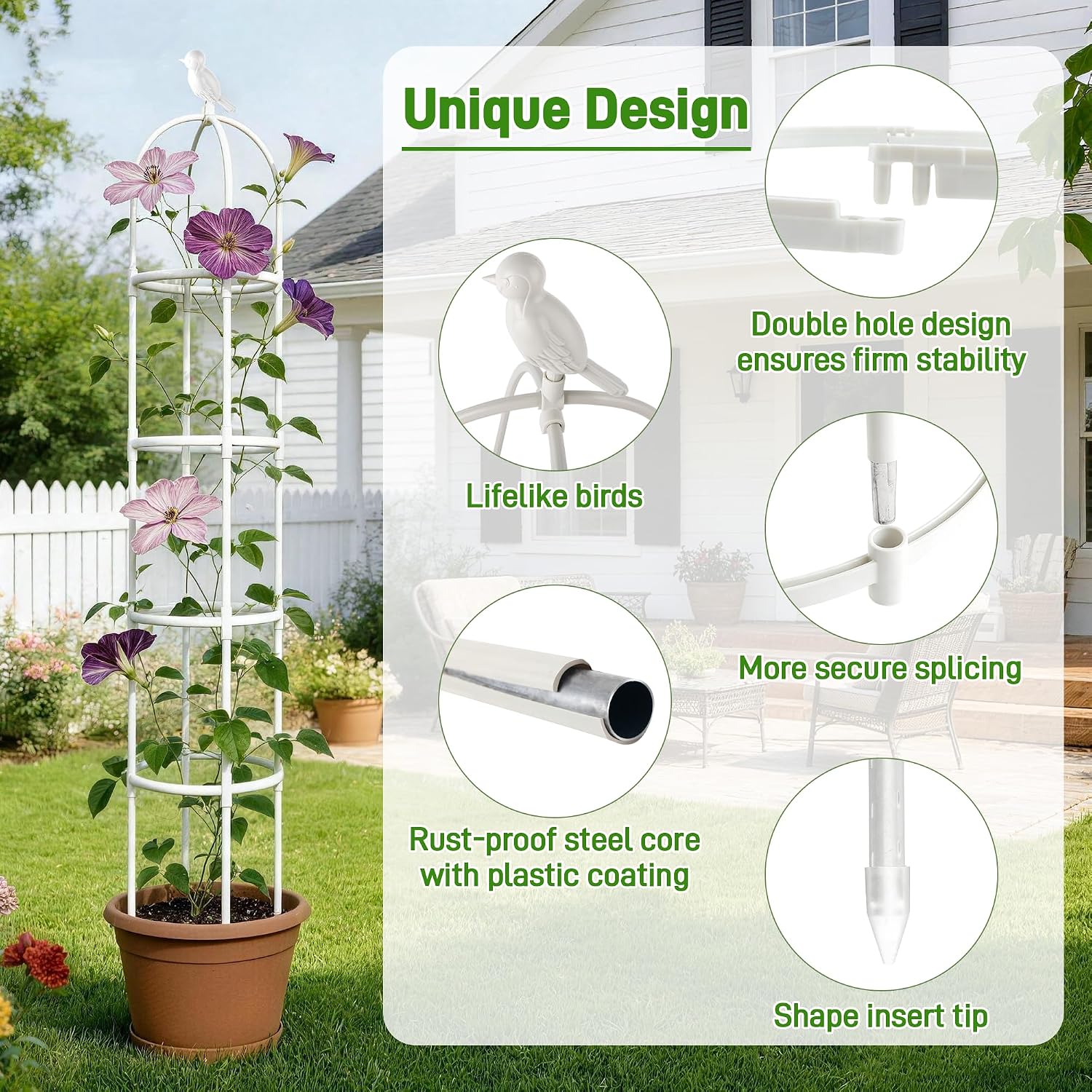 2 Pack Trellis for Climbing Planting Outdoor, 6ft Plant Trellis-Rustproof Metal Pipe with Heavy Duty Plastic Coated