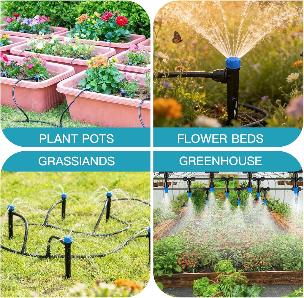 Garden Drip Irrigation System - 230FT Quick-Connect Automatic Watering Misting System Kit with 1/2" & 1/4" Tubing