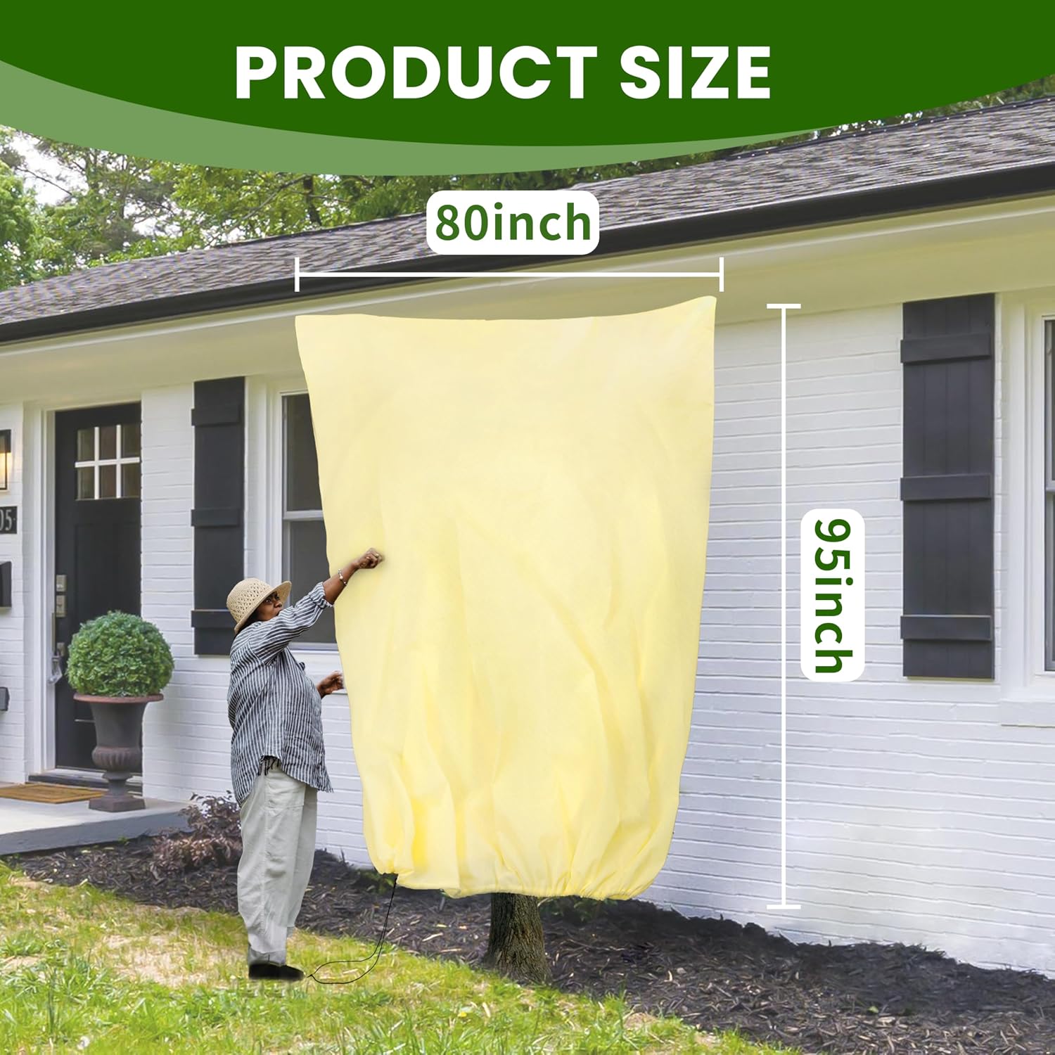 TCBWFY 95x80inches Huge Plant Covers Freeze Protection Frost Cloth for Outdoor Plants,2.82oz/yd² Thickened Winter Tree