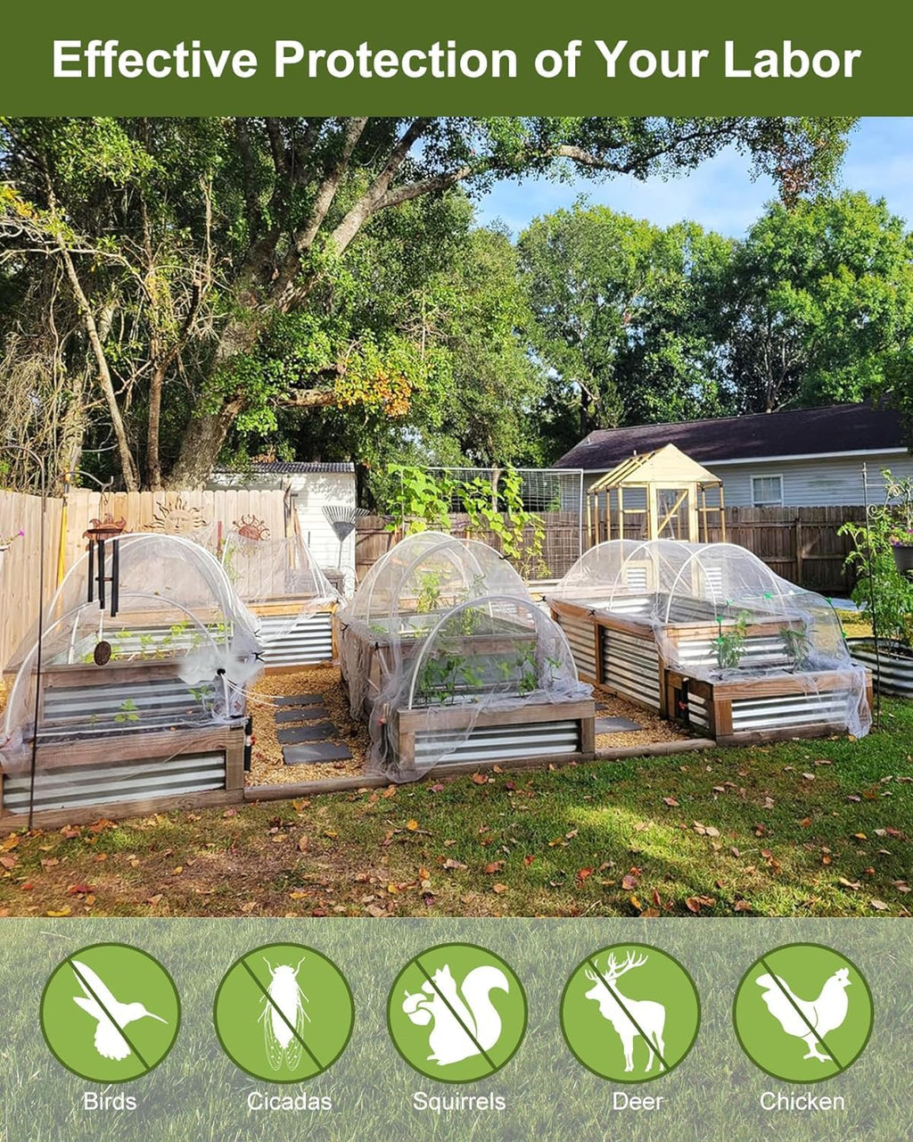 Garden Netting, Actgan Plant Cover 10x33FT Ultra Fine Mesh Netting, White Bird Netting Barrier Greenhouse Row Cover