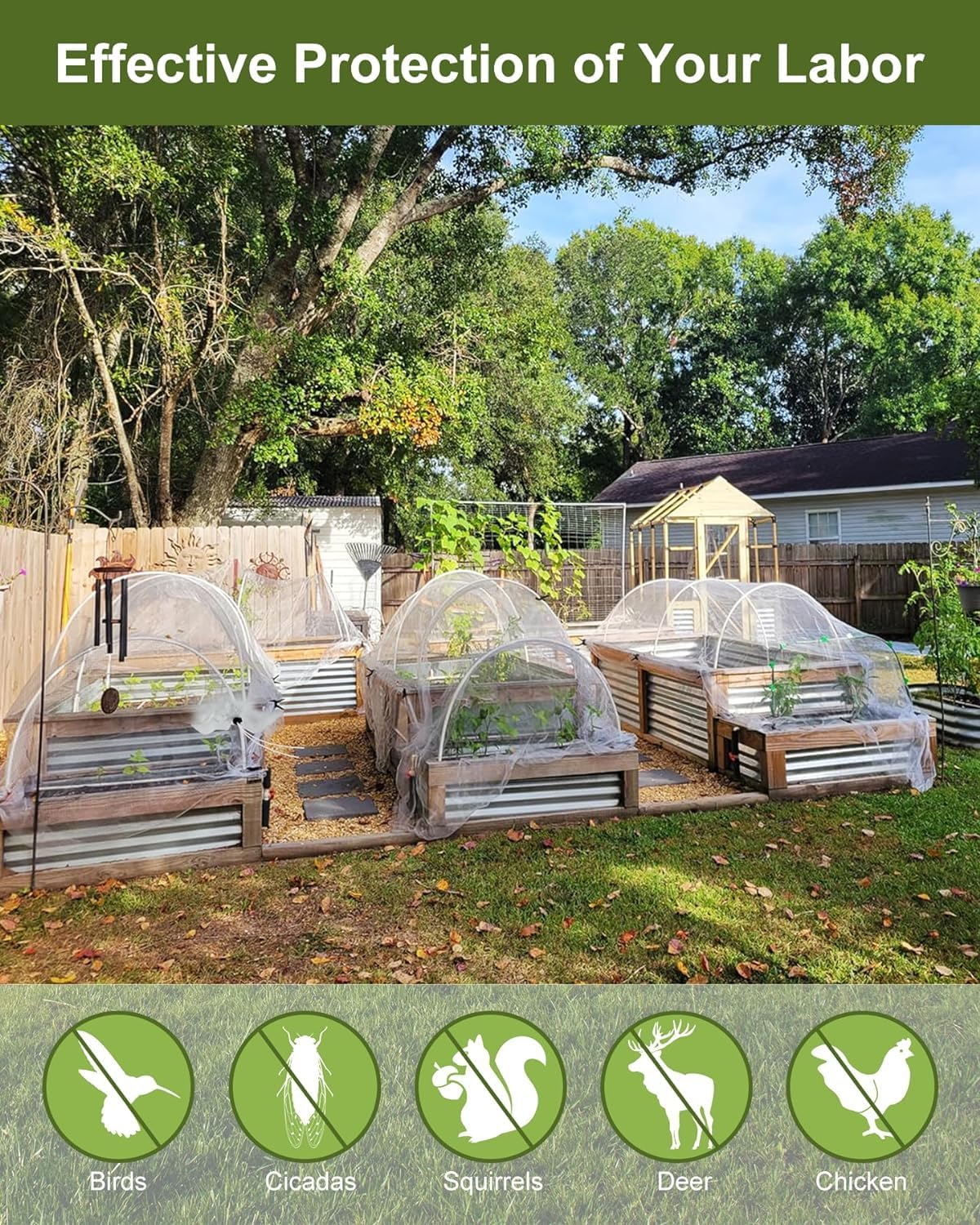 Garden Netting, Actgan Plant Cover 10x33FT Ultra Fine Mesh Netting, White Bird Netting Barrier Greenhouse Row Cover