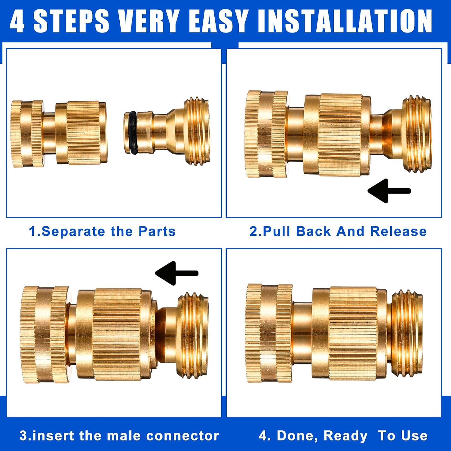 Therwen 12 Sets Garden Hose Quick Connector Solid 3/4 Inch Water Hose Connectors No Leak Heavy Duty Garden Fitting