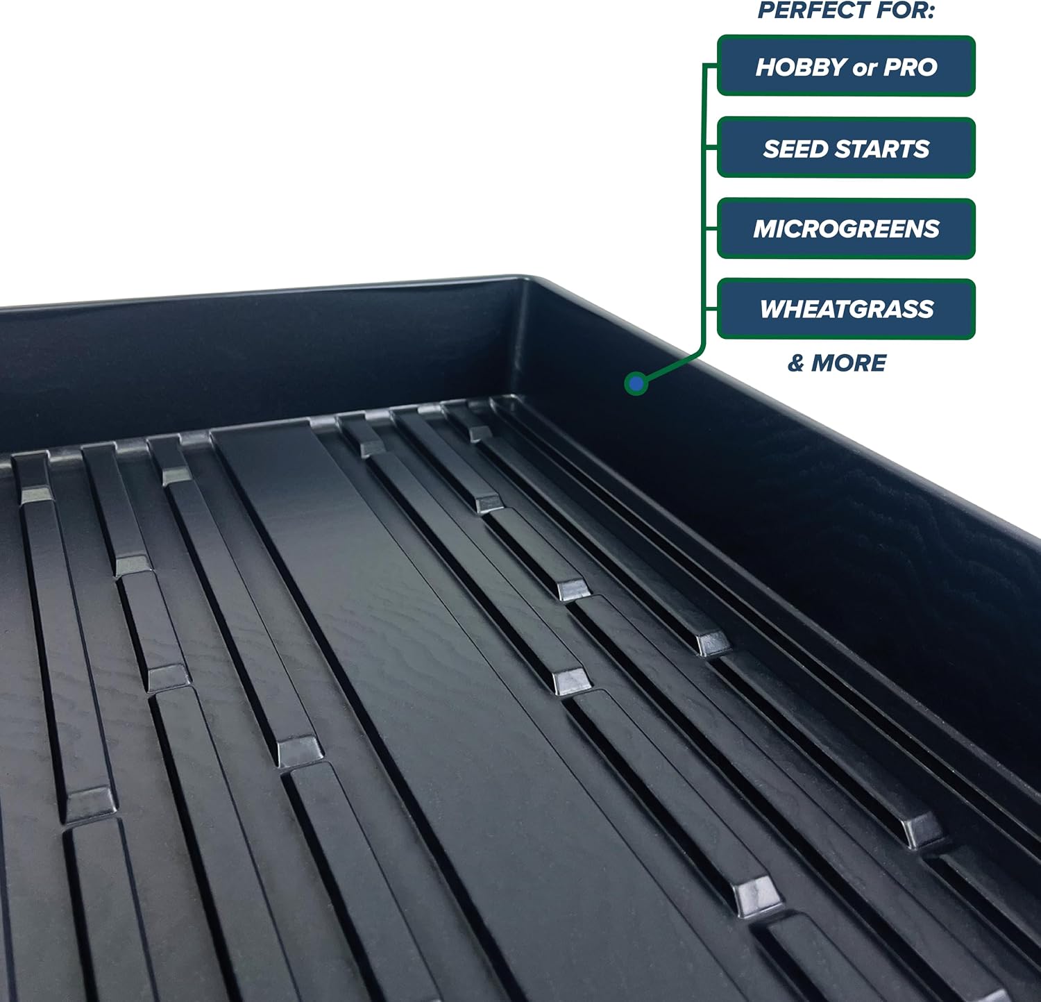 5 Pack of Durable Black Plastic Growing Trays (Without Drain Holes) 21" X 11" X 2" - Flowers, Seedlings, Plants