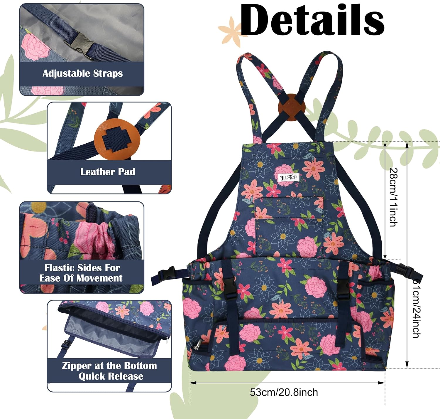 Garden Harvest Apron for Women, Fruit Picking Apron with Quick Release Bottom