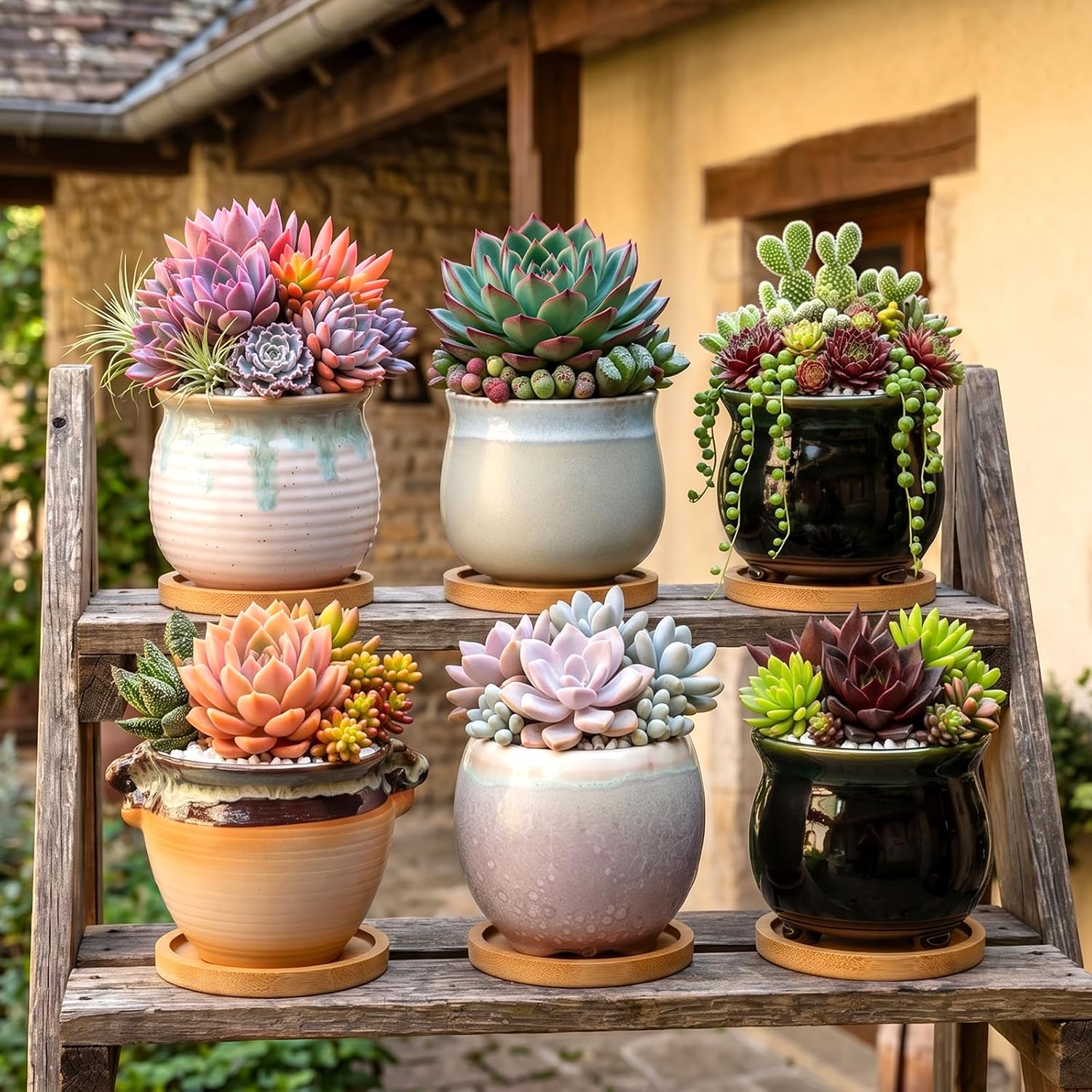 3.5 Inch Succulent Pot with Drainage,Planting/Flower Pots | Small Planter Pot for Mini Plant Ceramic Flowing Glaze Base