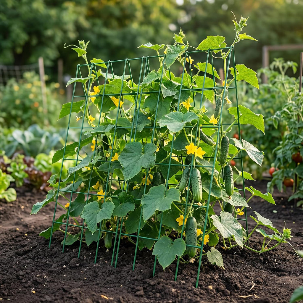 39.4" H Cucumber Trellis, 2 Pack Foldable A Frame Garden Trellis | PVC-Coated Steel Plant Support for Raised Bed