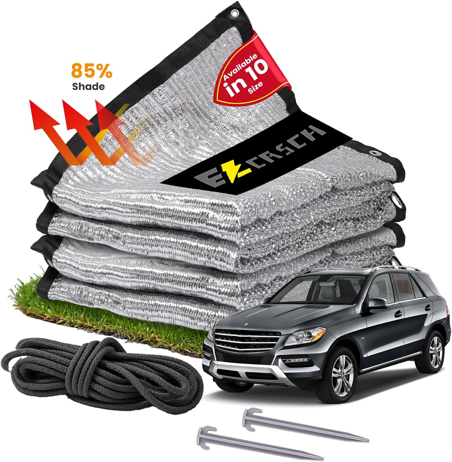 Aluminet Shade Cloth 10x20ft, 85% Reflective Silver Aluminet Shade Cloth with Grommets, Sun Protection and Breathable