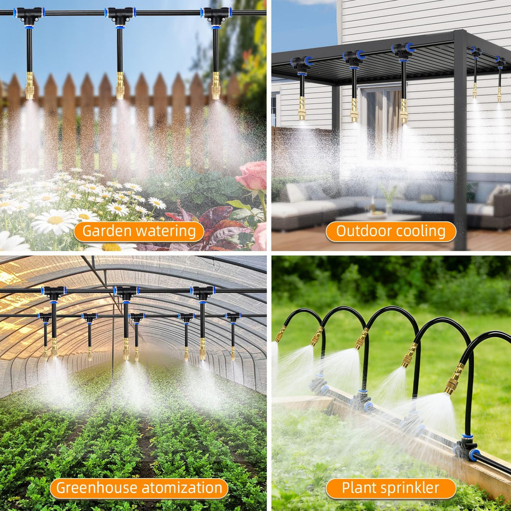 100FT 1/4" Drip Irrigation System, 2026 Upgrade Garden Irrigation Kit with 24pcs 360° Adjustable Copper Nozzles, DIY