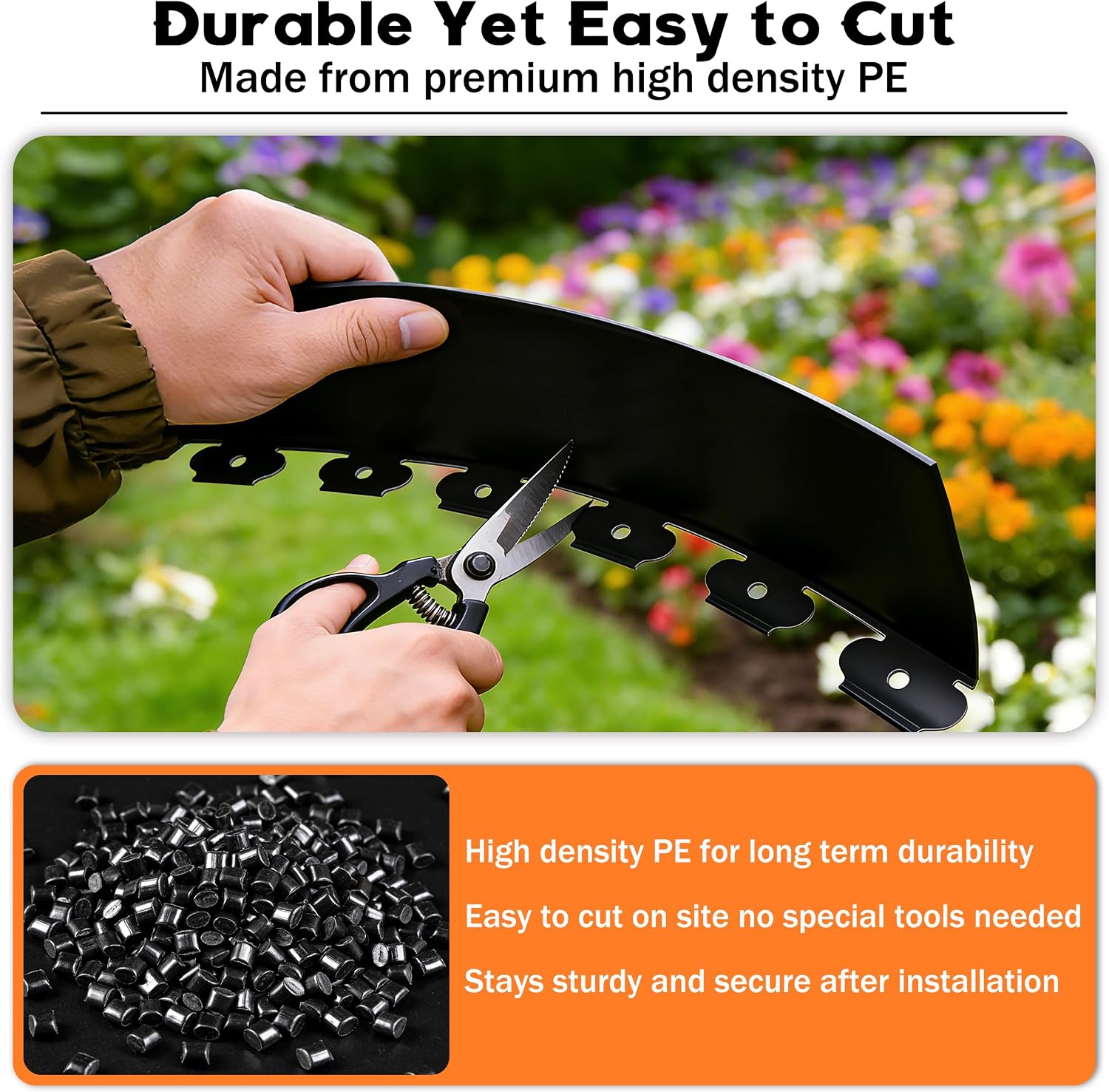 Landscape Edging 4 Inch Tall No Dig Garden Edging Border 60FT with 60 Metal Stakes,Lawn Edging for Yard, Flower Bed and