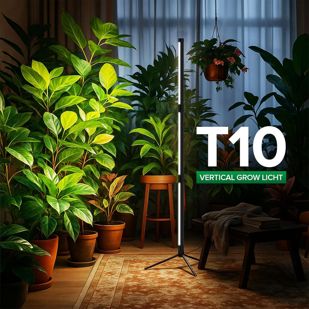 SANSI T10 Standing Grow Lights for Indoor Plants, Vertical Grow Light 4.4FT | PPFD 307 Plant Light 144 LEDs Full
