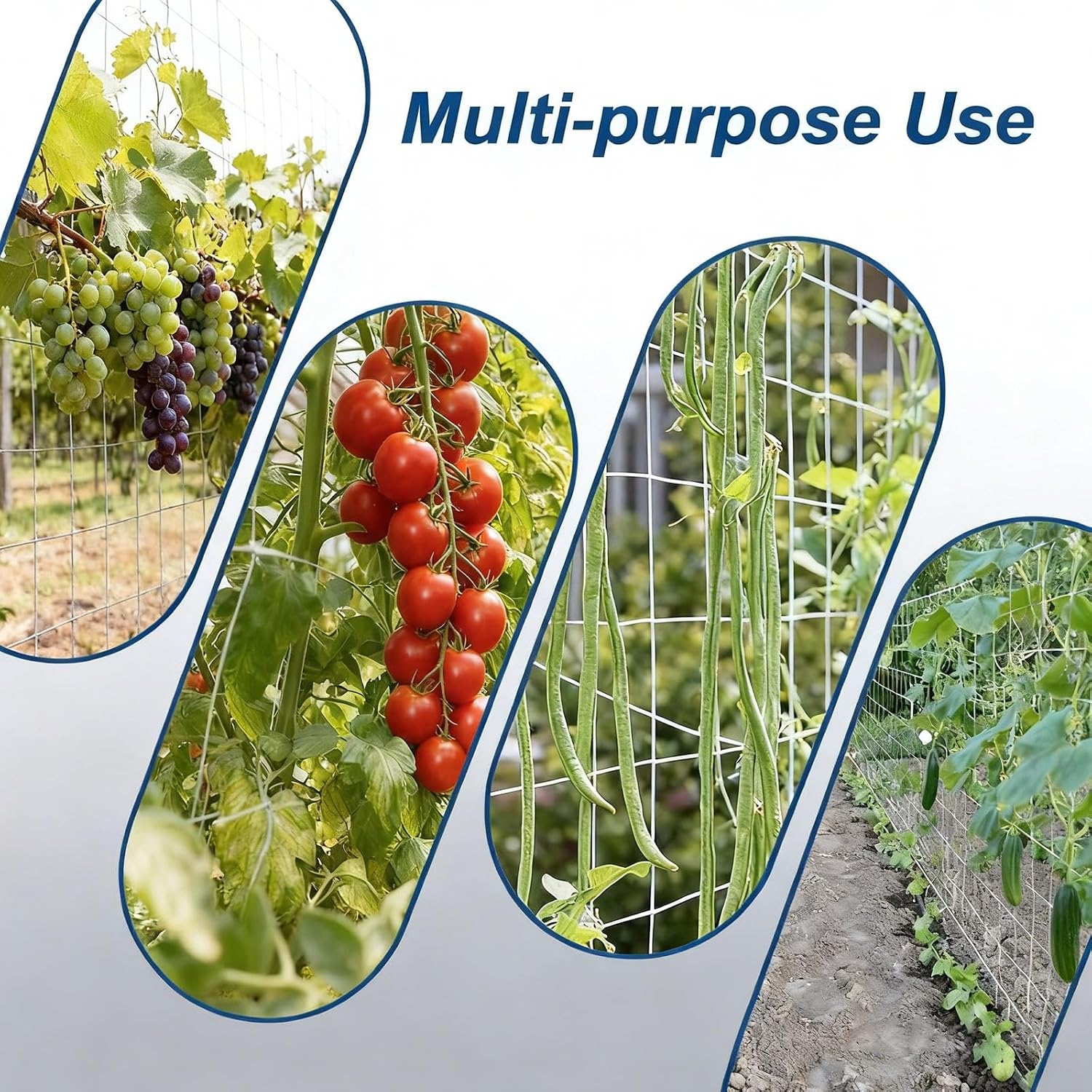 Trellis Netting 5 x 350 ft, Heavy Duty Reinforced Polyester, 6x6 inch Mesh, Soft Garden Netting for Climbing Plants