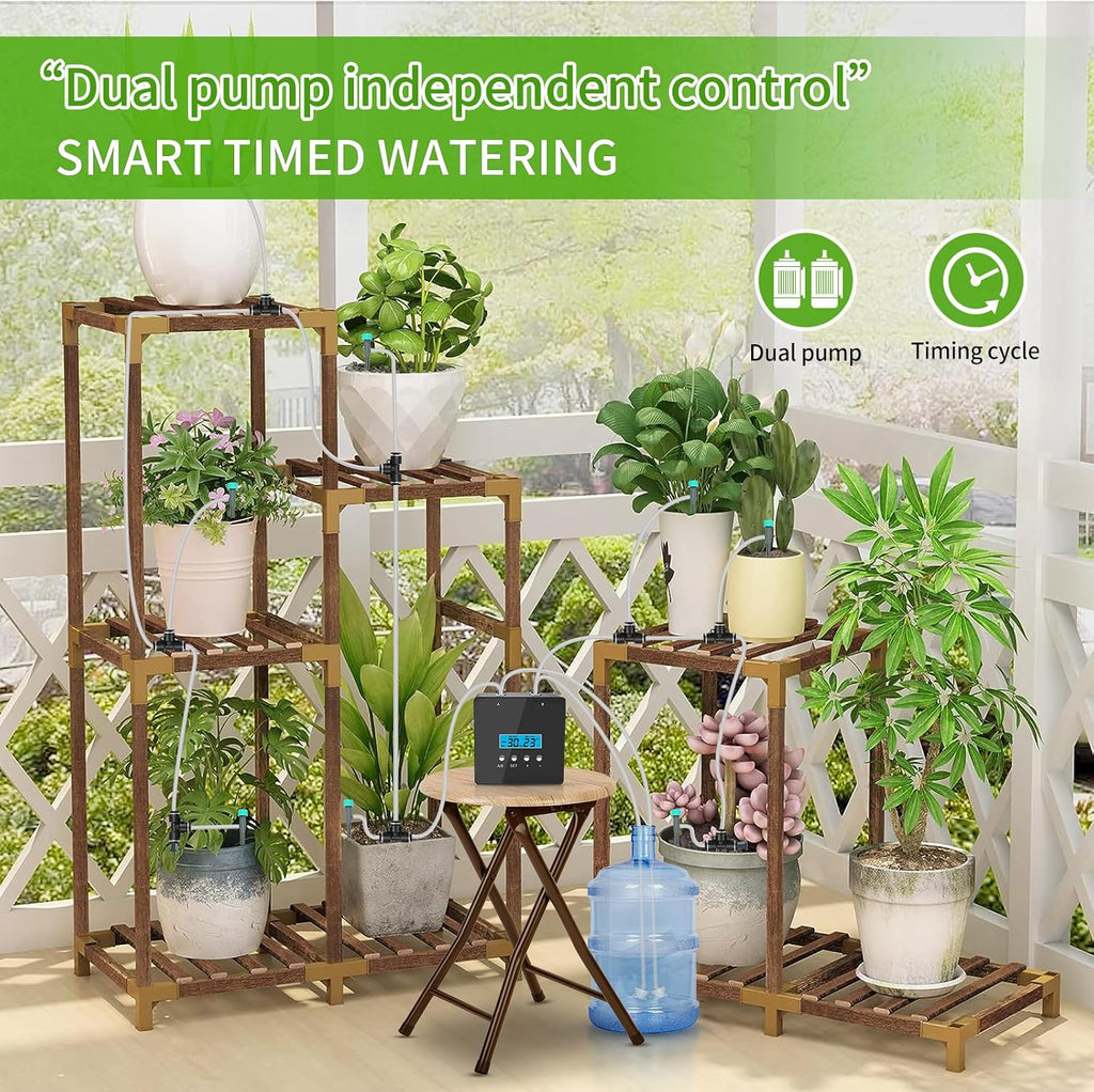 Automatic Watering System for Potted Plants | Indoor Plant Waterer with Programmable Timer, Dual Self-Priming Pumps